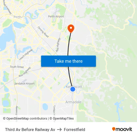 Third Av Before Railway Av to Forrestfield map