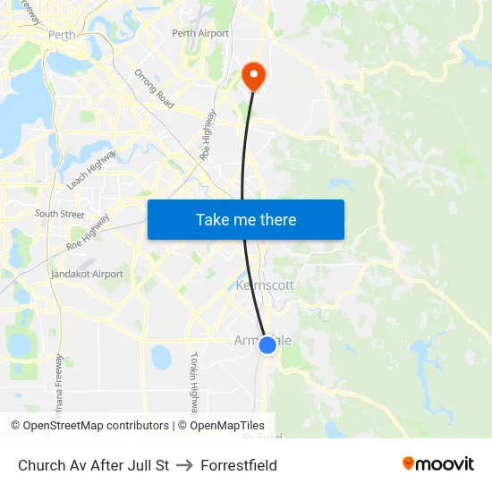 Church Av After Jull St to Forrestfield map