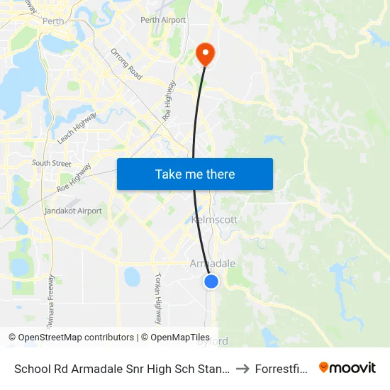 School Rd Armadale Snr High Sch Stand 2 to Forrestfield map