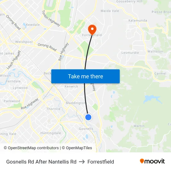Gosnells Rd After Nantellis Rd to Forrestfield map