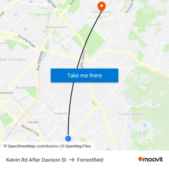 Kelvin Rd After Davison St to Forrestfield map