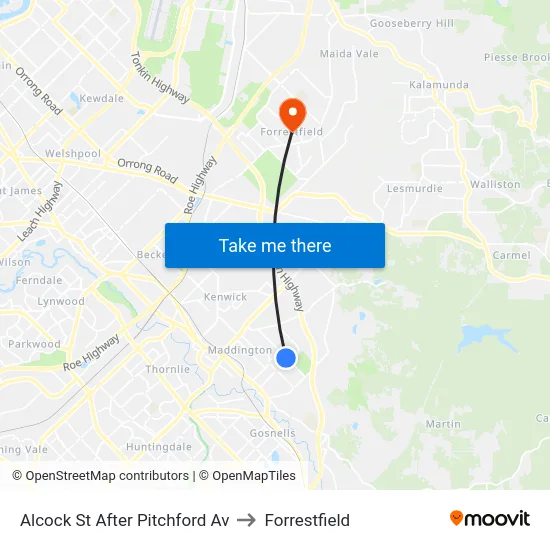 Alcock St After Pitchford Av to Forrestfield map