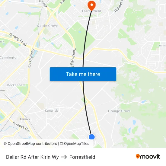 Dellar Rd After Kirin Wy to Forrestfield map