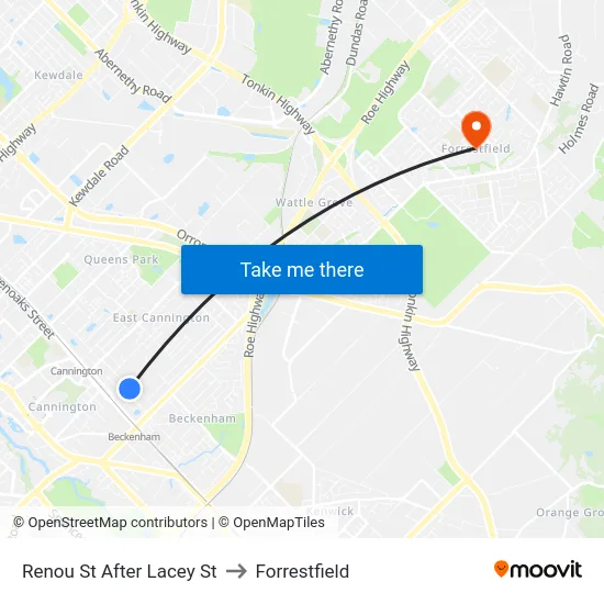 Renou St After Lacey St to Forrestfield map