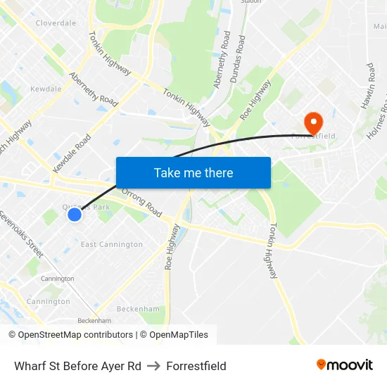 Wharf St Before Ayer Rd to Forrestfield map