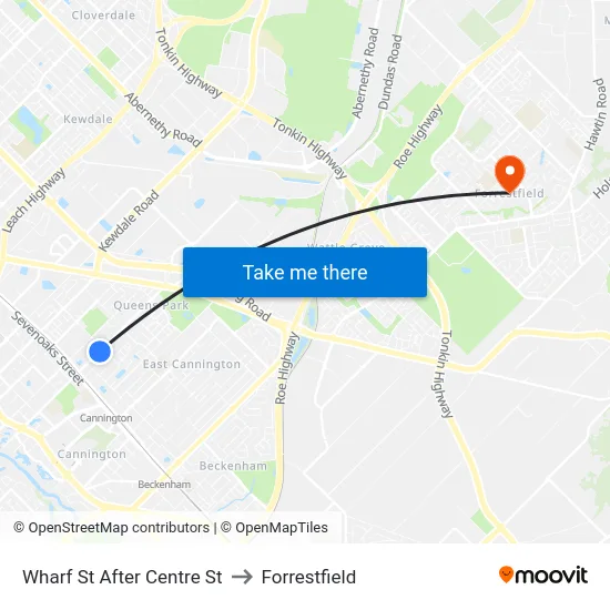 Wharf St After Centre St to Forrestfield map