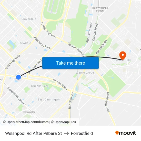 Welshpool Rd After Pilbara St to Forrestfield map