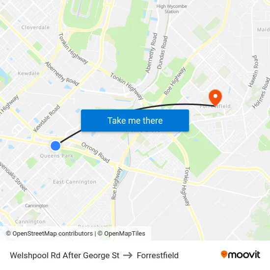 Welshpool Rd After George St to Forrestfield map