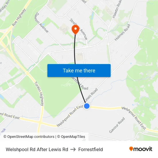 Welshpool Rd After Lewis Rd to Forrestfield map