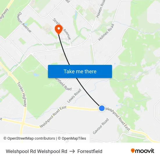 Welshpool Rd Welshpool Rd to Forrestfield map