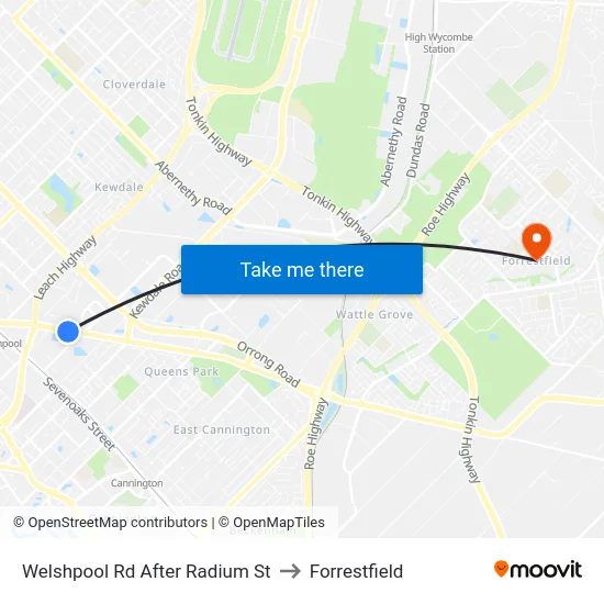Welshpool Rd After Radium St to Forrestfield map