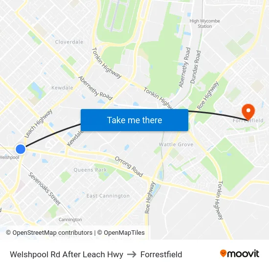 Welshpool Rd After Leach Hwy to Forrestfield map