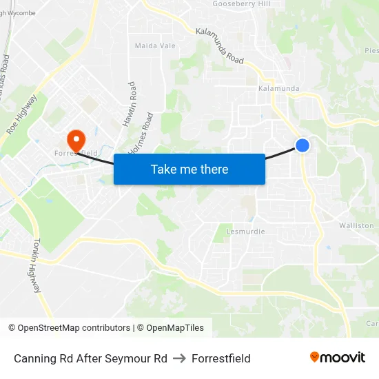 Canning Rd After Seymour Rd to Forrestfield map