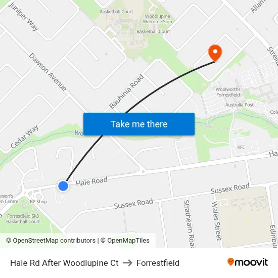 Hale Rd After Woodlupine Ct to Forrestfield map