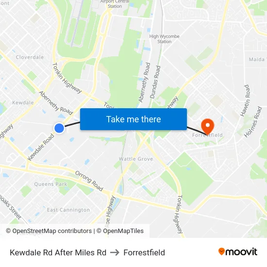 Kewdale Rd After Miles Rd to Forrestfield map