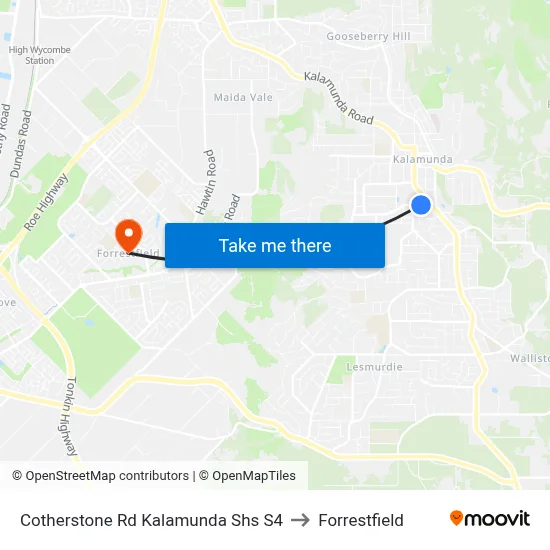 Cotherstone Rd Kalamunda Shs S4 to Forrestfield map