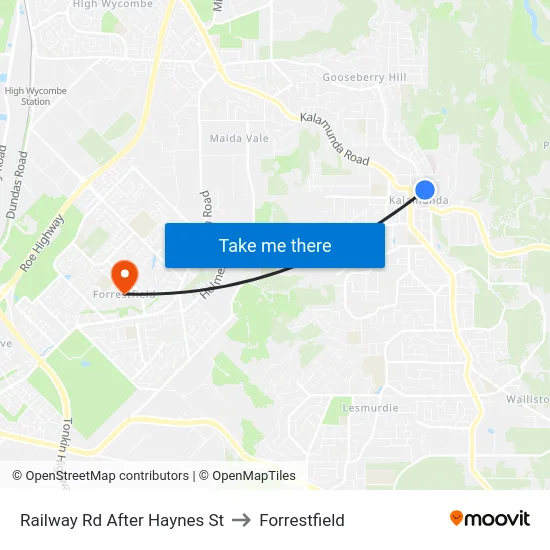 Railway Rd After Haynes St to Forrestfield map