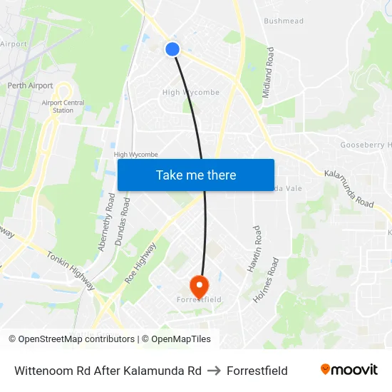 Wittenoom Rd After Kalamunda Rd to Forrestfield map