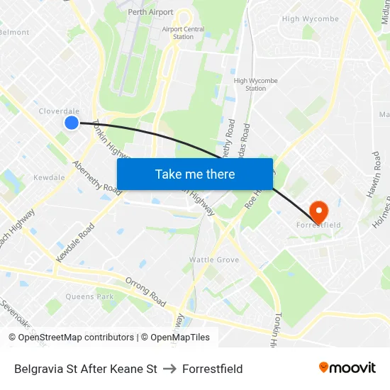 Belgravia St After Keane St to Forrestfield map