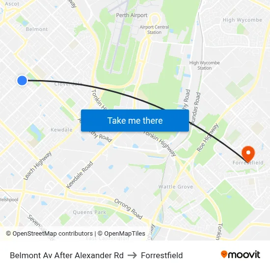 Belmont Av After Alexander Rd to Forrestfield map