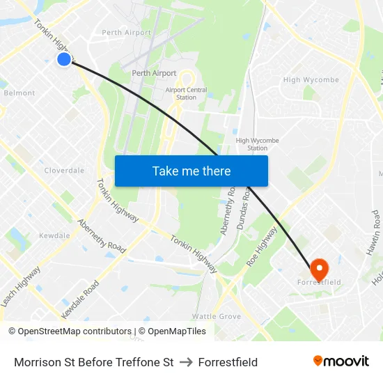 Morrison St Before Treffone St to Forrestfield map