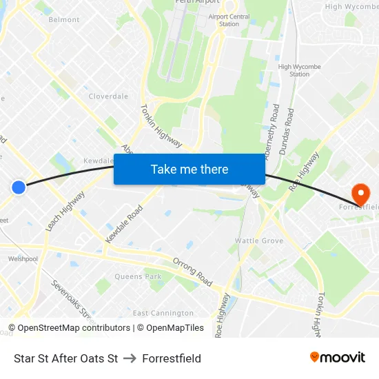 Star St After Oats St to Forrestfield map