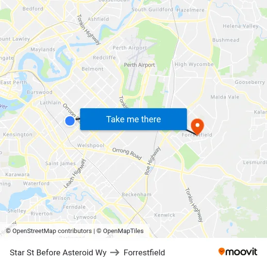 Star St Before Asteroid Wy to Forrestfield map
