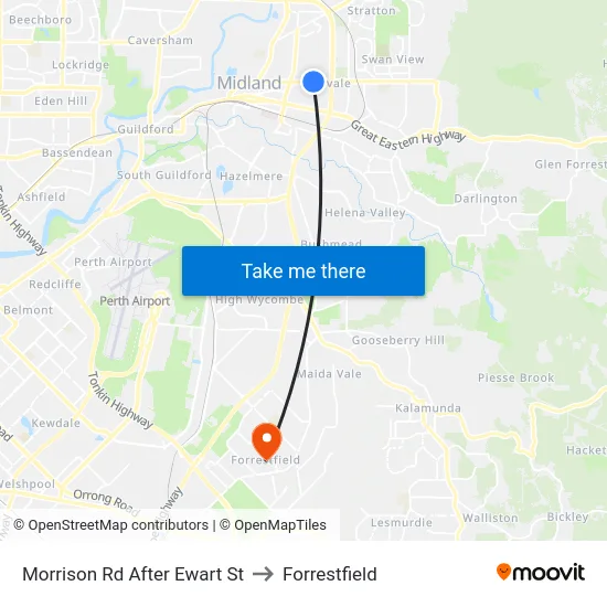 Morrison Rd After Ewart St to Forrestfield map