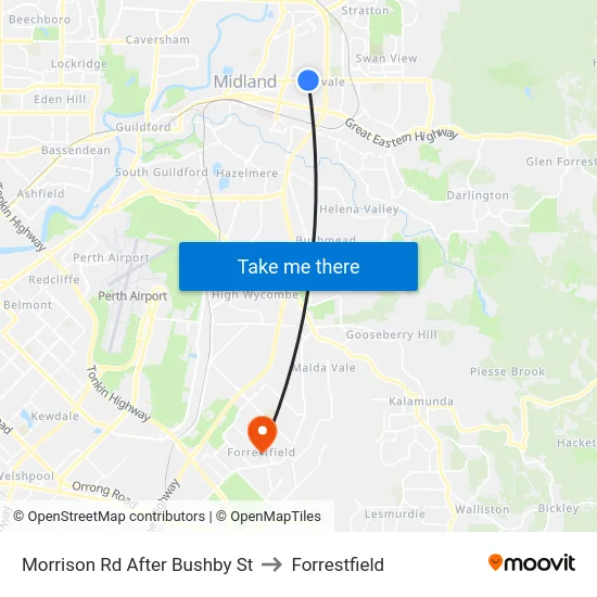 Morrison Rd After Bushby St to Forrestfield map