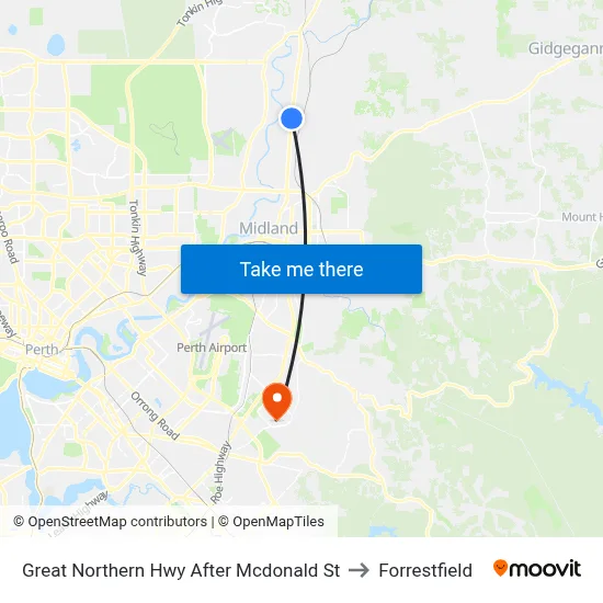 Great Northern Hwy After Mcdonald St to Forrestfield map