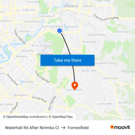Waterhall Rd After Nirimba Cl to Forrestfield map