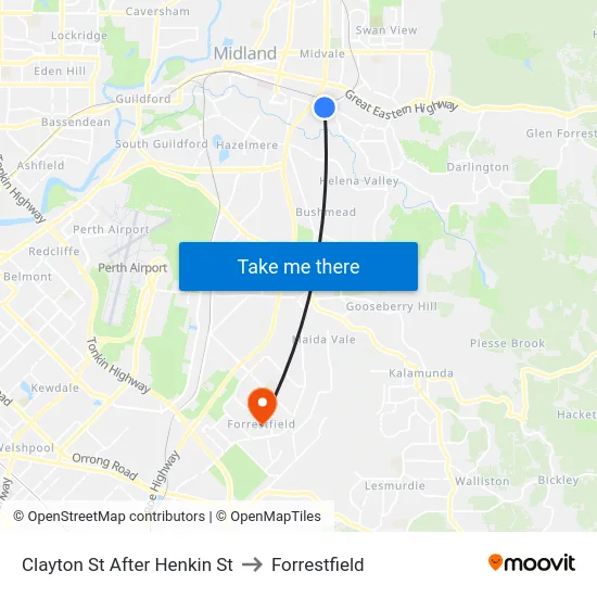 Clayton St After Henkin St to Forrestfield map