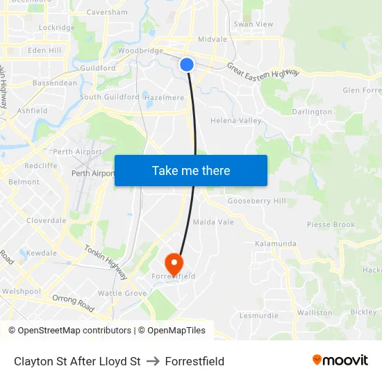 Clayton St After Lloyd St to Forrestfield map
