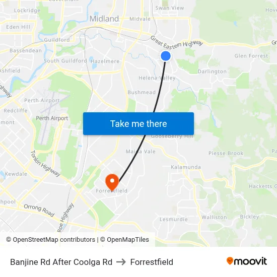Banjine Rd After Coolga Rd to Forrestfield map