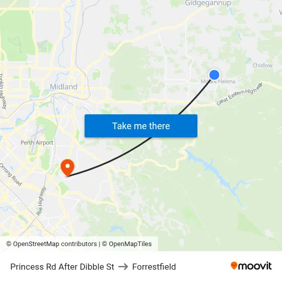 Princess Rd After Dibble St to Forrestfield map