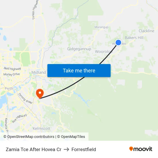Zamia Tce After Hovea Cr to Forrestfield map