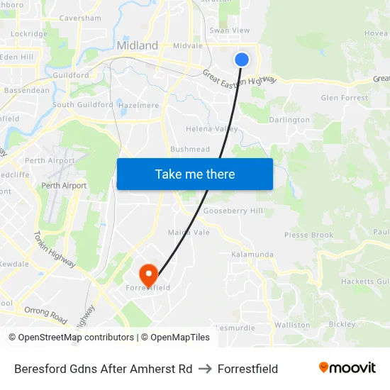 Beresford Gdns After Amherst Rd to Forrestfield map