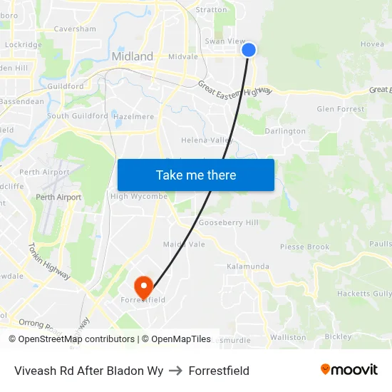 Viveash Rd After Bladon Wy to Forrestfield map
