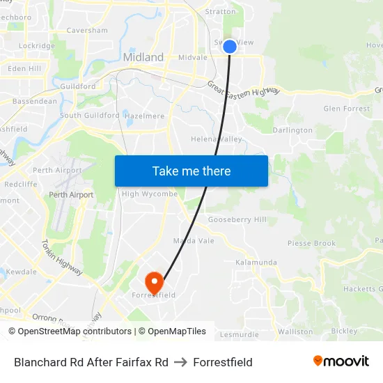 Blanchard Rd After Fairfax Rd to Forrestfield map