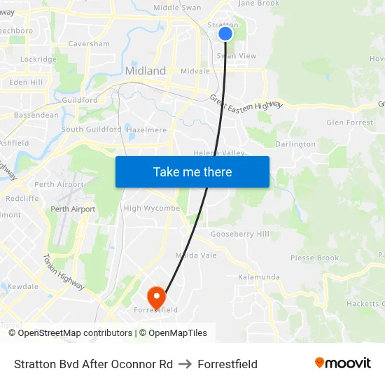 Stratton Bvd After Oconnor Rd to Forrestfield map