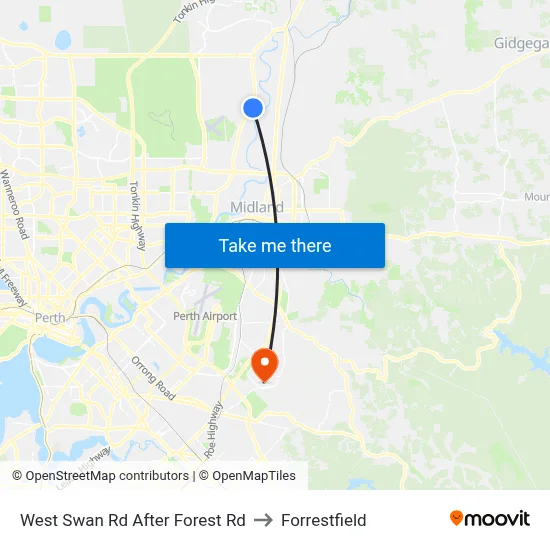 West Swan Rd After Forest Rd to Forrestfield map