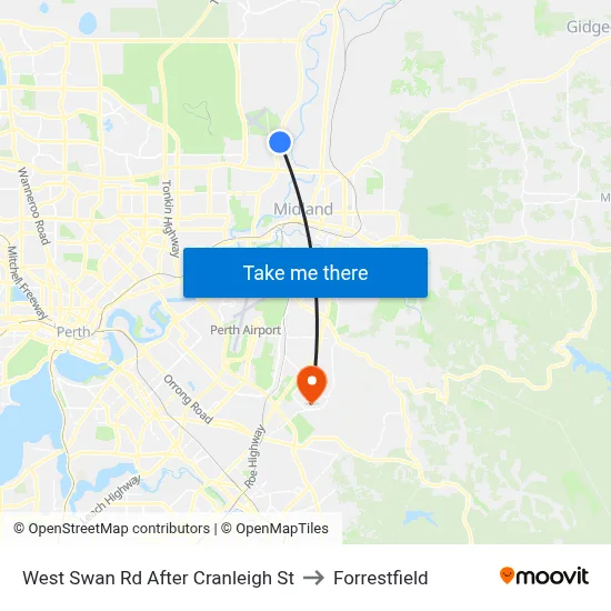 West Swan Rd After Cranleigh St to Forrestfield map