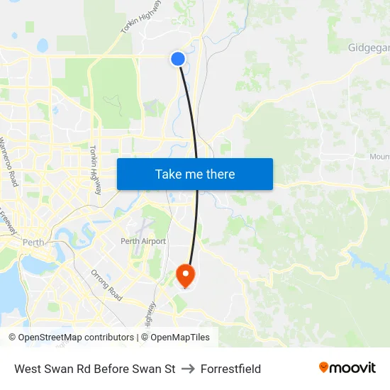 West Swan Rd Before Swan St to Forrestfield map