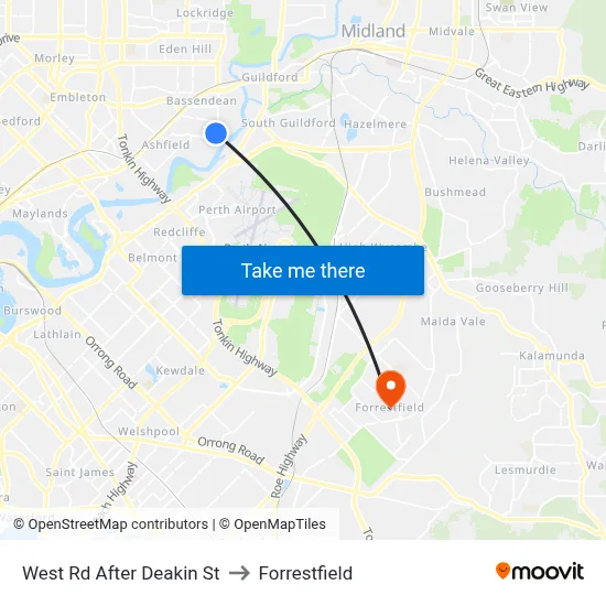 West Rd After Deakin St to Forrestfield map