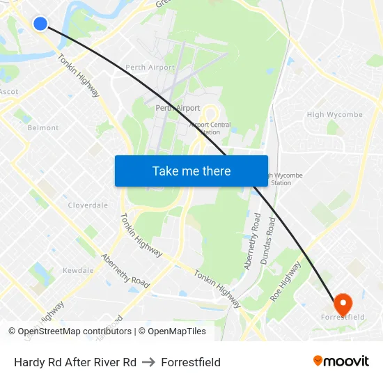 Hardy Rd After River Rd to Forrestfield map