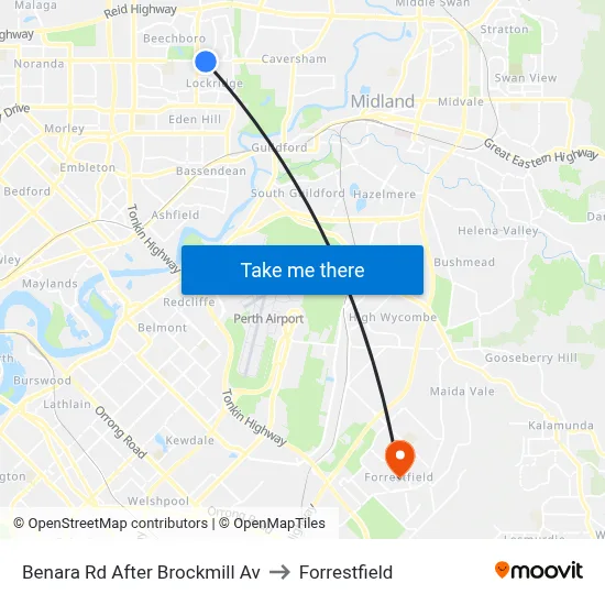 Benara Rd After Brockmill Av to Forrestfield map