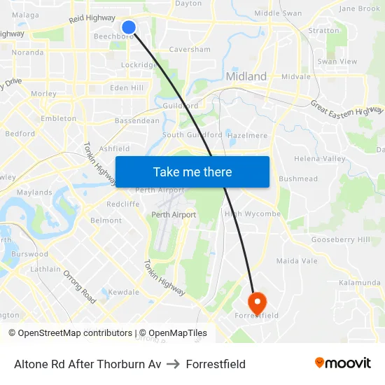 Altone Rd After Thorburn Av to Forrestfield map