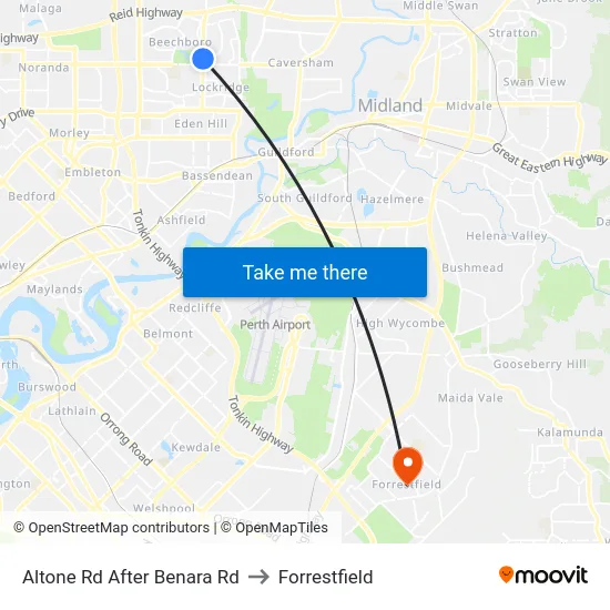 Altone Rd After Benara Rd to Forrestfield map
