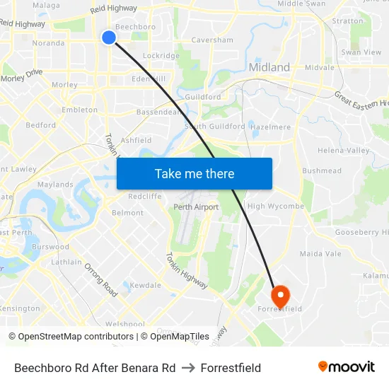 Beechboro Rd After Benara Rd to Forrestfield map
