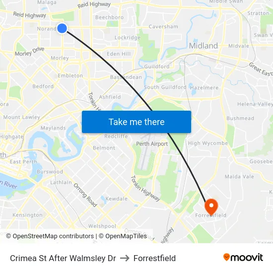 Crimea St After Walmsley Dr to Forrestfield map